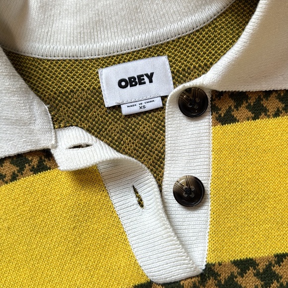 Obey womens Yellow and Black Striped Sweater - Picture 2 of 7